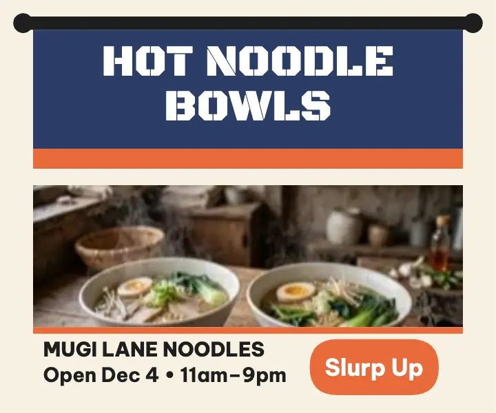 Mugi Lane Noodles noren opening ad template