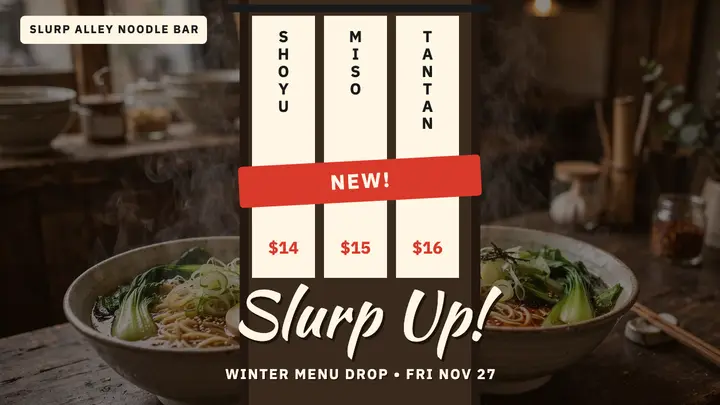 Slurp Alley winter ramen menu thumbnail template