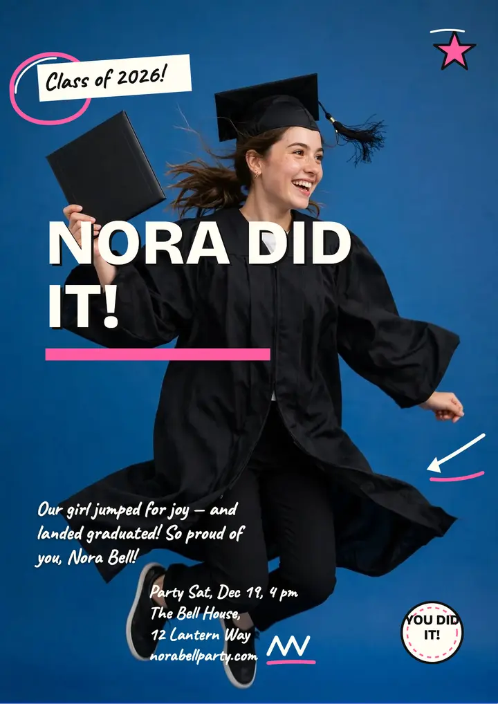Nora Bell graduation jump flyer template