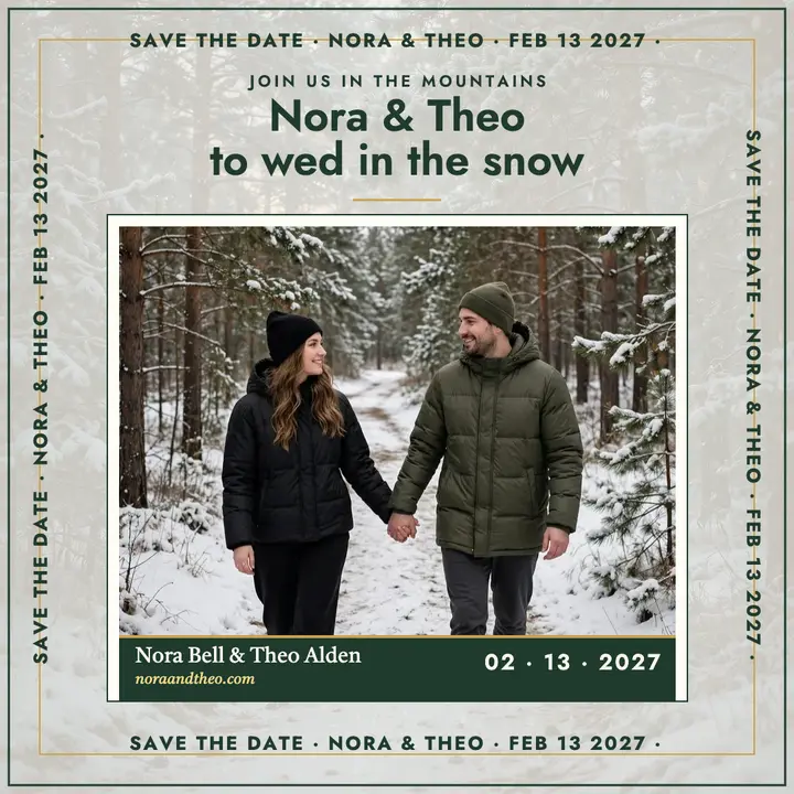 Nora and Theo winter save the date post template