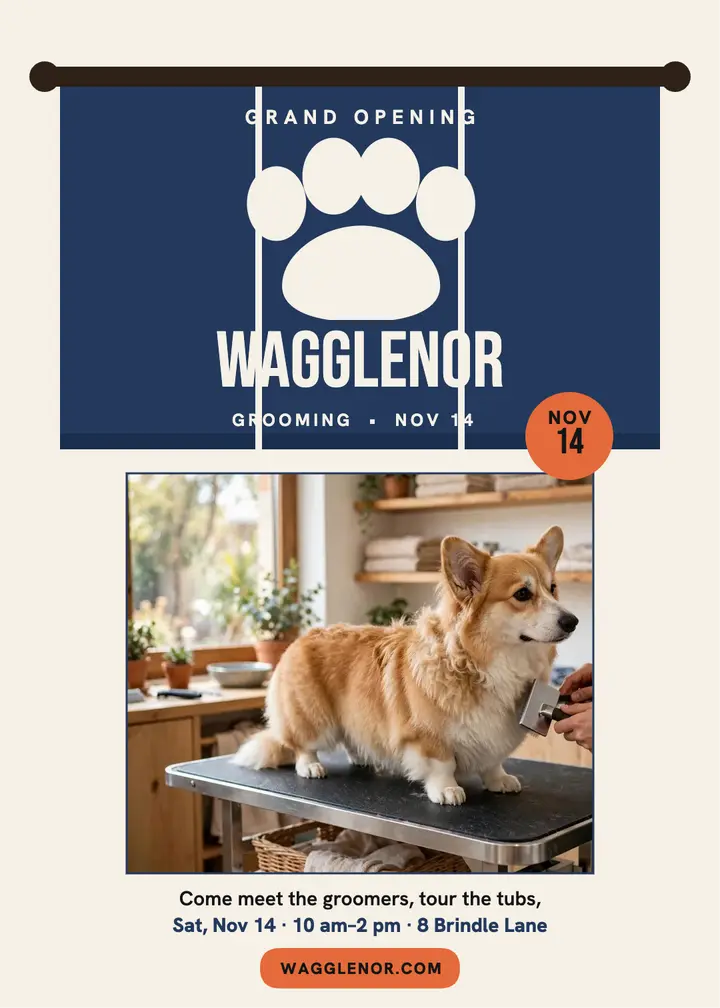 Wagglenor grooming noren opening invitation: grooming opening invitation template