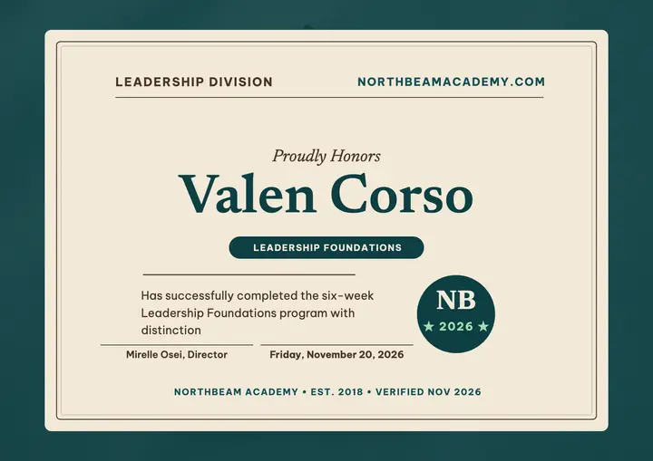 Northbeam Academy leadership certificate template
