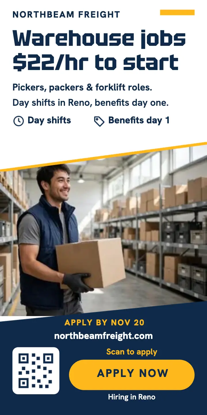 Northbeam Freight warehouse hiring half page ad: warehouse hiring ad template