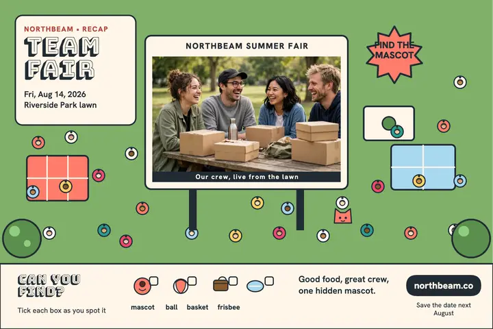 Northbeam team fair picnic postcard template
