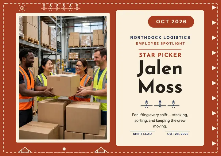Northdock warehouse star certificate template