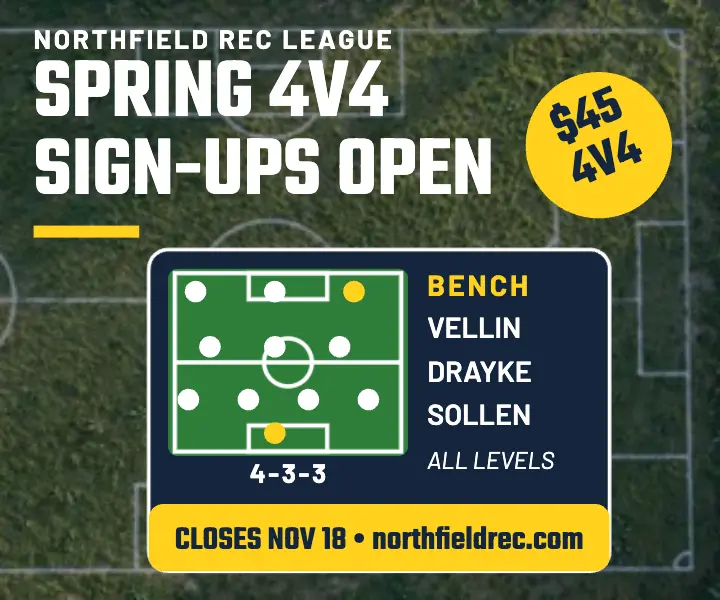 Northfield Rec League spring sign-up pitch ad template