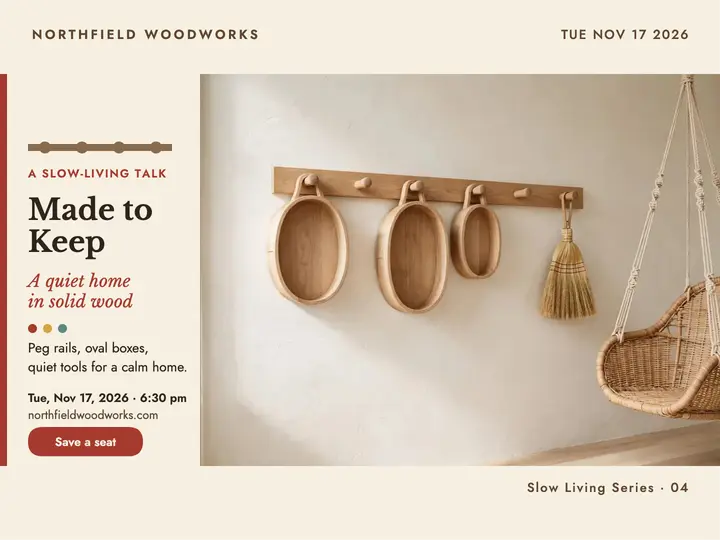 Northfield Woodworks slow living talk slide template
