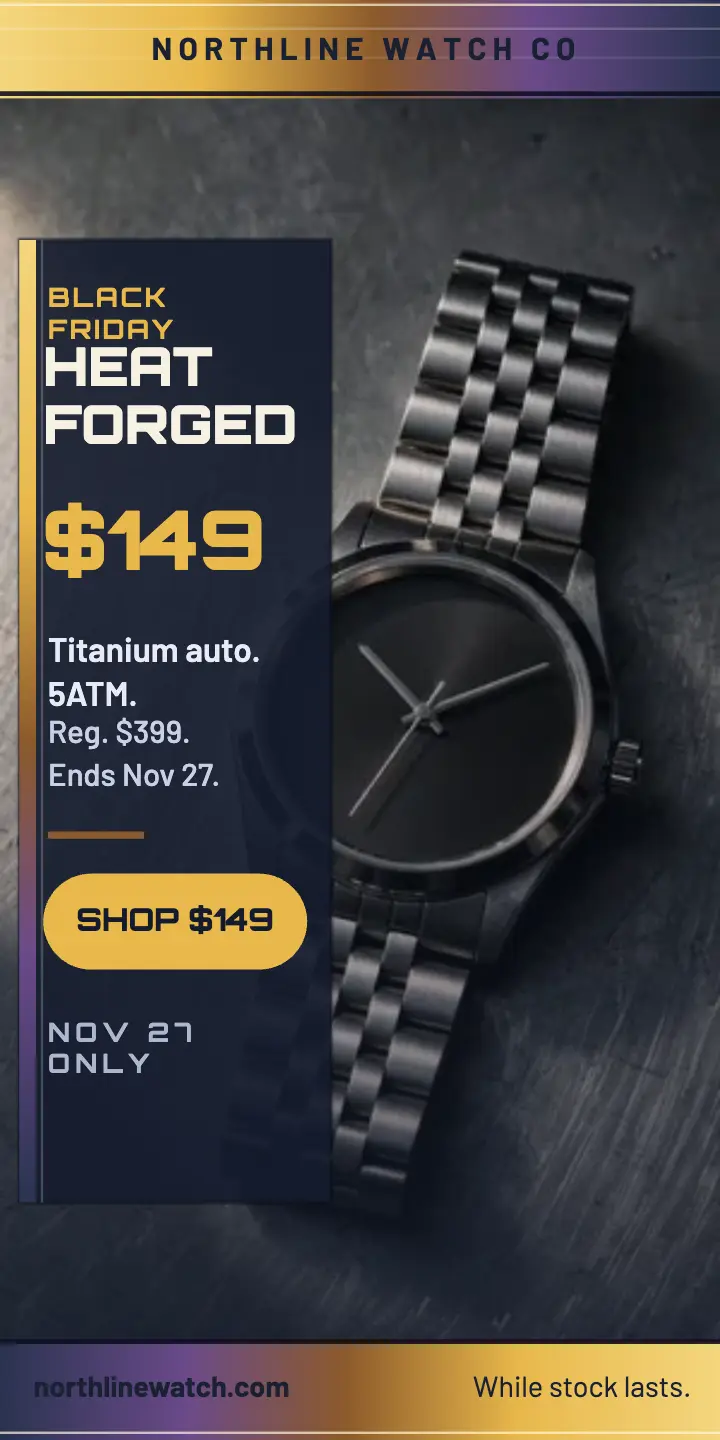 Northline Black Friday titanium watch ad template