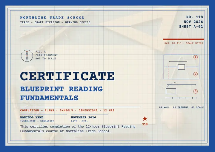 Northline blueprint course certificate template