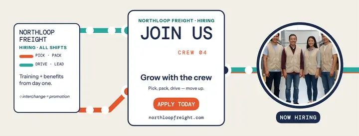 Northloop Freight metro hiring cover: hiring facebook cover template
