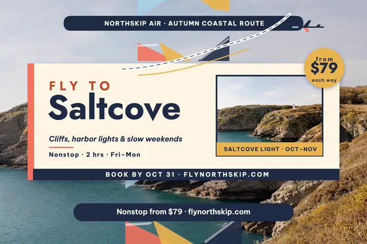 Northskip Air fly to Saltcove postcard template
