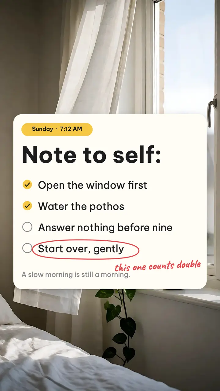 Note to self slow Sunday checklist story: note to self morning quote story template