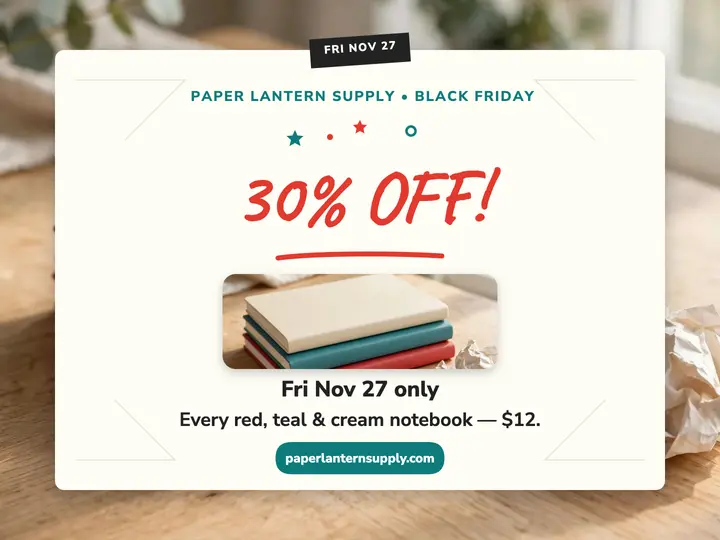 Paper Lantern notebook sale teaser template