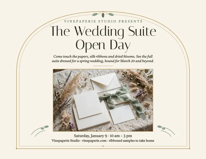 Vinepaperie wedding suite open day flyer template