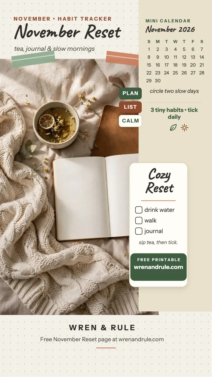 November Reset habit tracker story template