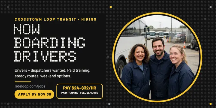Now boarding drivers hiring post template