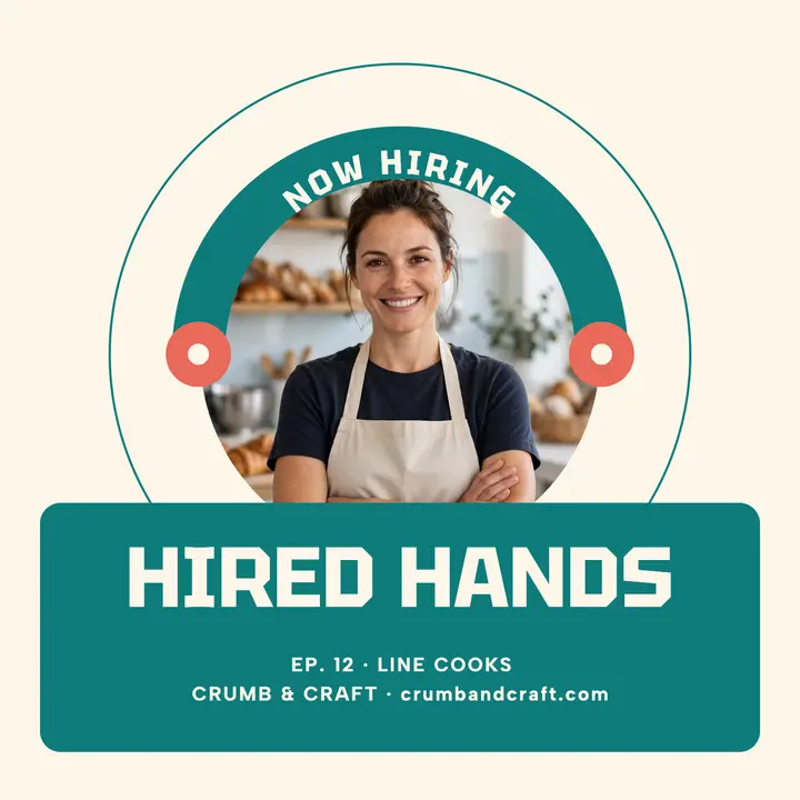 Hired Hands bakery hiring badge cover template