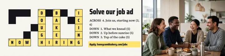 Honeycomb bakery hiring crossword banner template