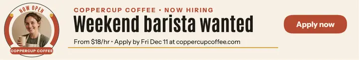 Coppercup Coffee weekend barista cover template