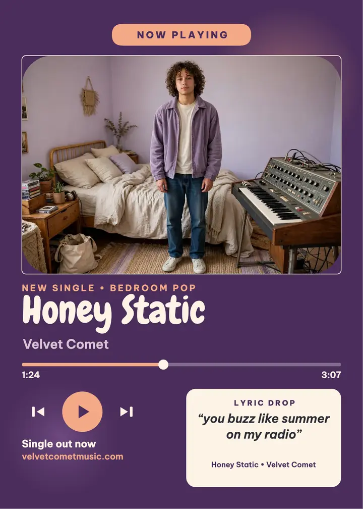 Velvet Comet Honey Static now playing card template