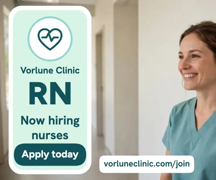 Vorlune Clinic now hiring nurses ad template