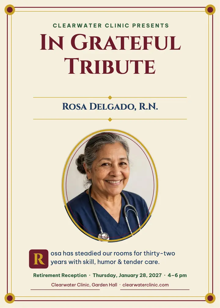 Nurse retirement testimonial invitation template