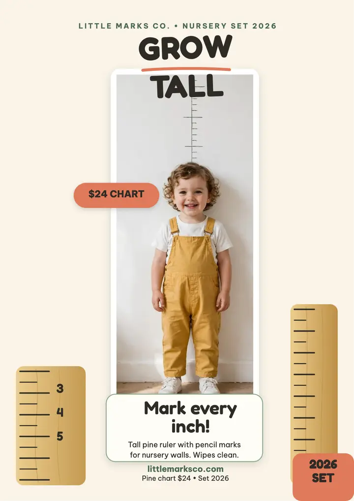 Nursery height chart keepsake flyer: height chart flyer template