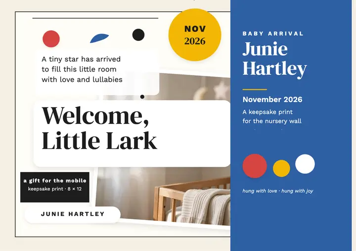 Welcome Little Lark nursery certificate template