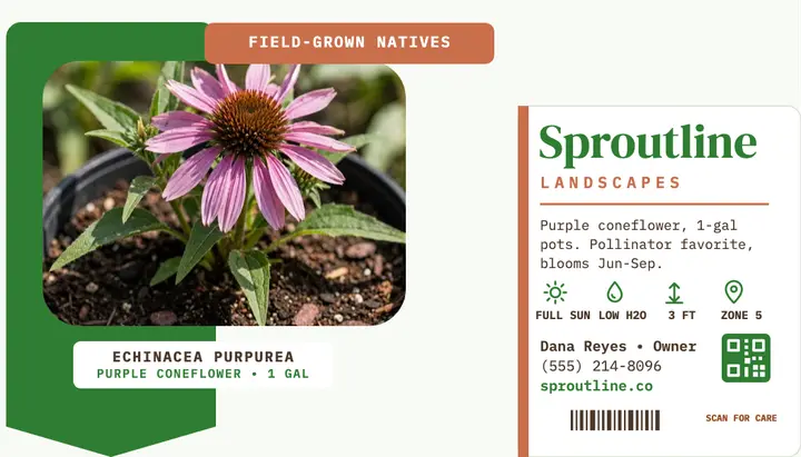 Sproutline native nursery card: nursery business card template