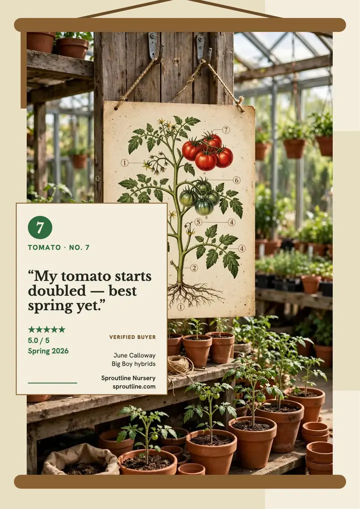 Sproutline tomato chart spring review flyer template