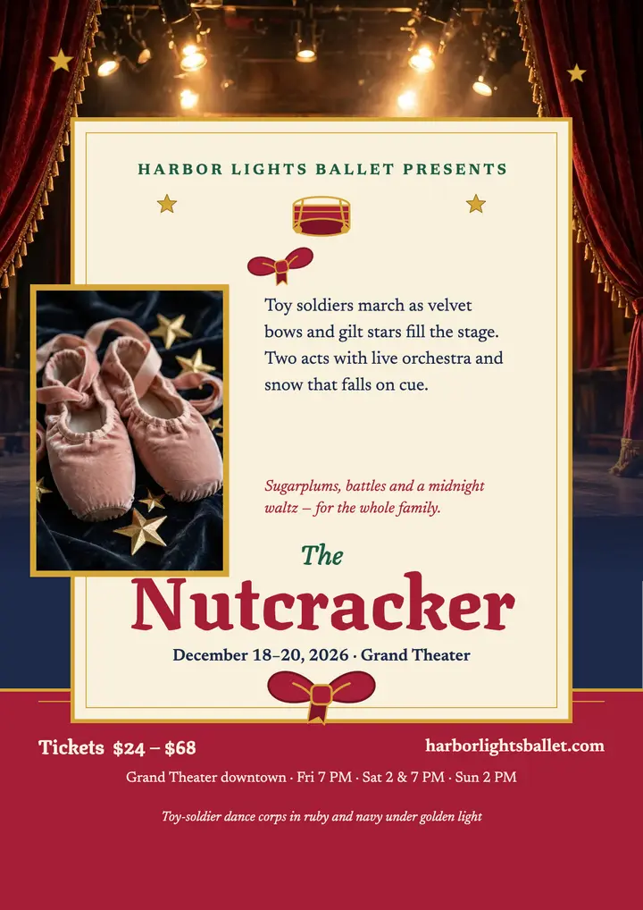 Harbor Lights Nutcracker ballet flyer template