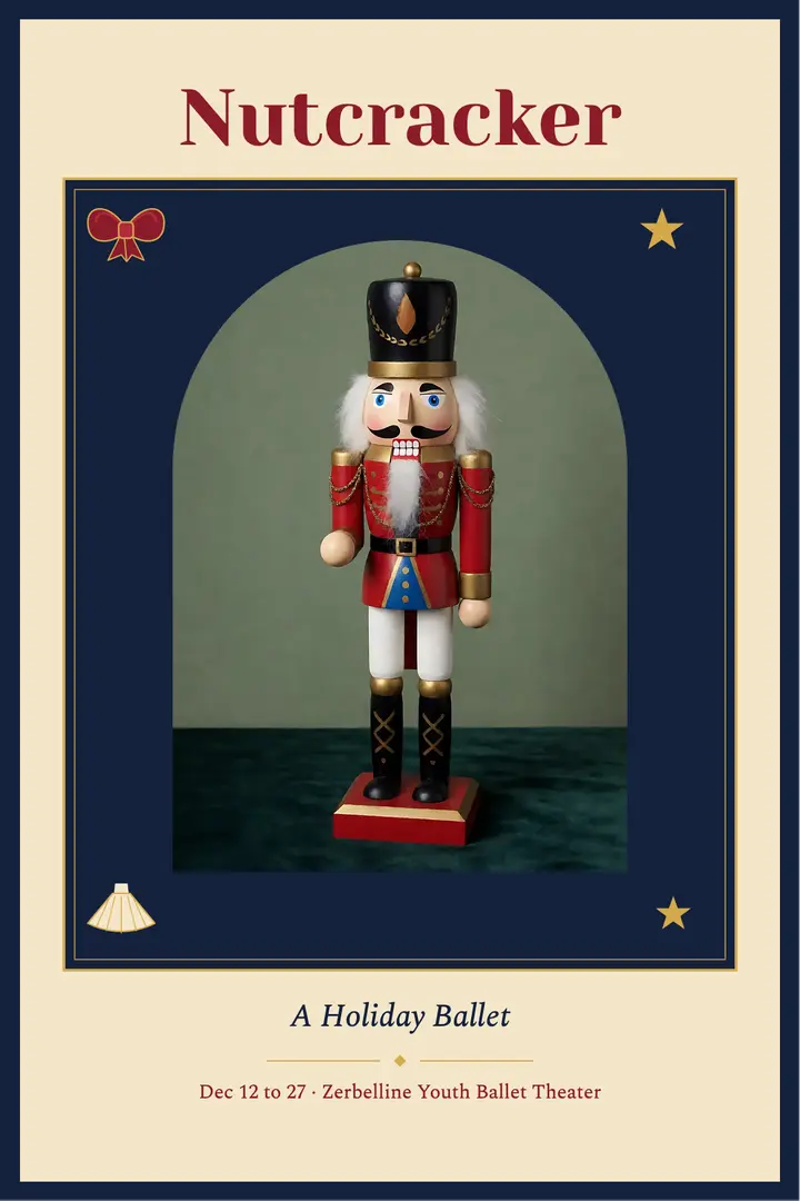 Nutcracker holiday ballet poster: holiday ballet poster template