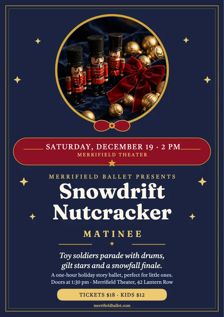 Snowdrift Nutcracker matinee toy soldier flyer template