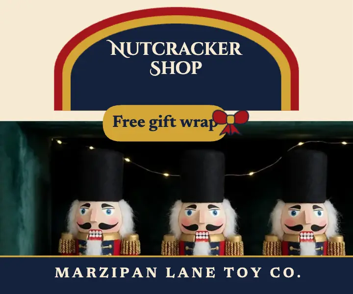 Marzipan Lane nutcracker shop holiday ad template