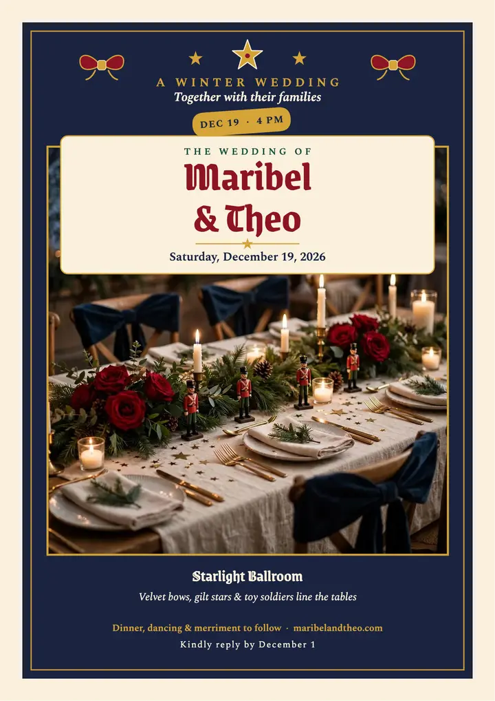 Maribel and Theo winter wedding flyer template