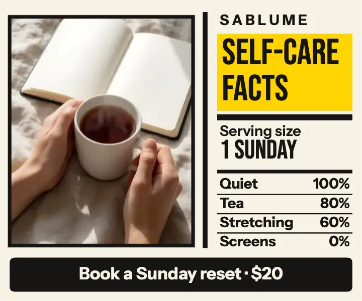 Self-care Sunday nutrition facts rectangle ad template