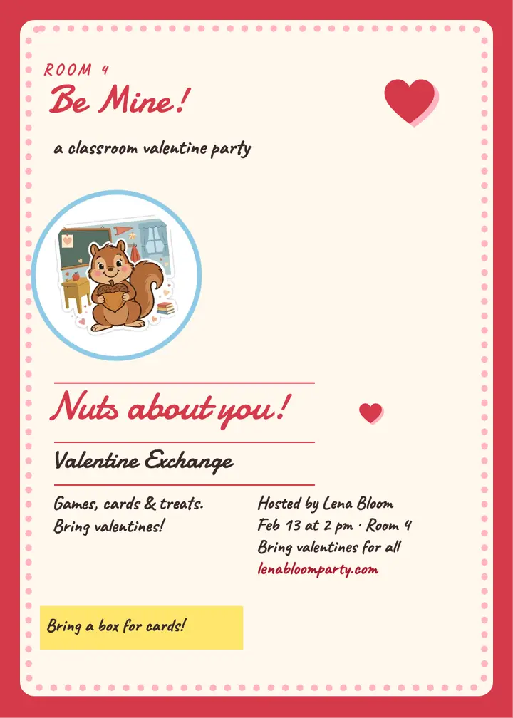 Nuts About You Valentine Exchange Invitation template