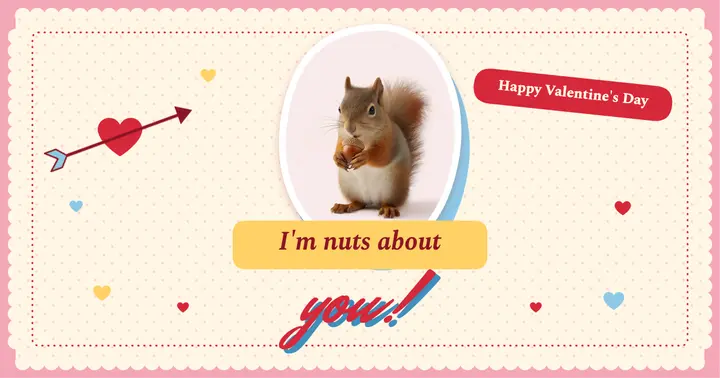 Nuts about you Valentine pun card template