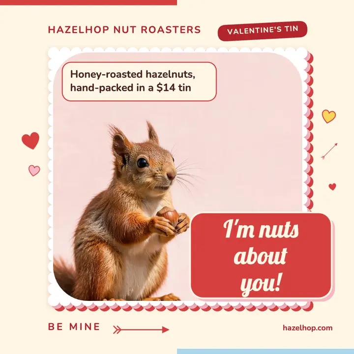 Nuts about you Valentine's pun post, nut roaster template