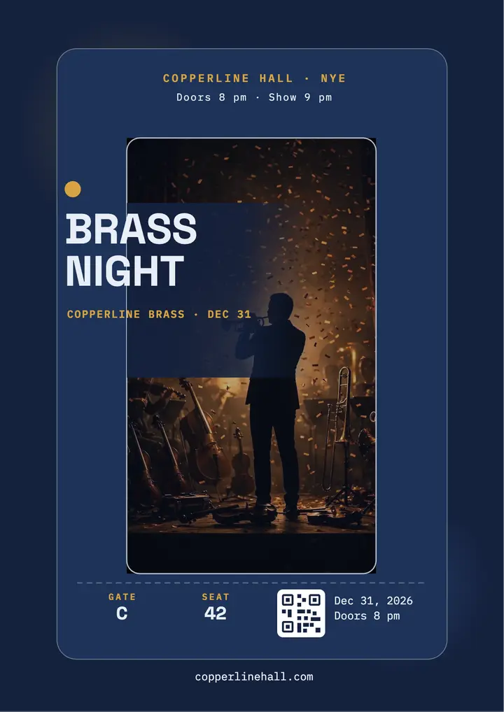 Copperline Brass Night NYE wallet pass flyer template