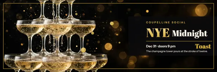 Coupelline Social New Year's Eve champagne tower header template