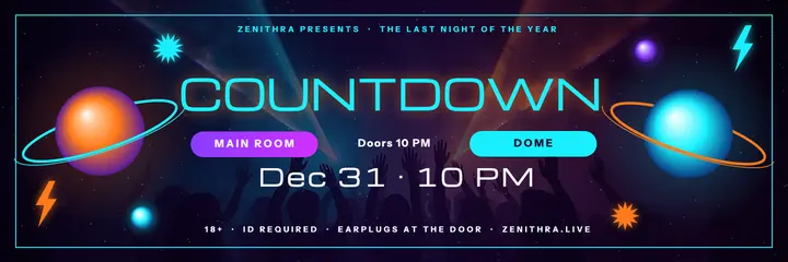 Zenithra New Year's Eve countdown rave header: new year's eve rave header template