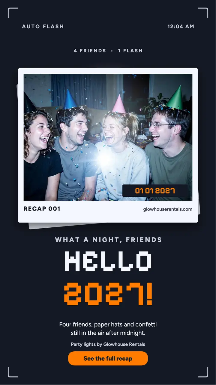 Glowhouse NYE flash recap story template