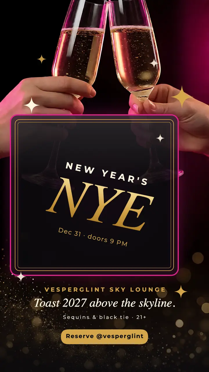 New Year's Eve glam toast party story, 80s luxe template