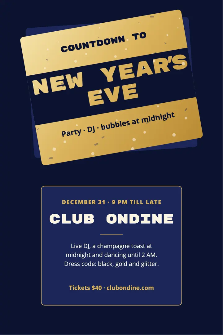 Gold cards New Year's Eve poster template
