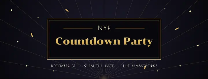 NYE countdown party gold Facebook cover template