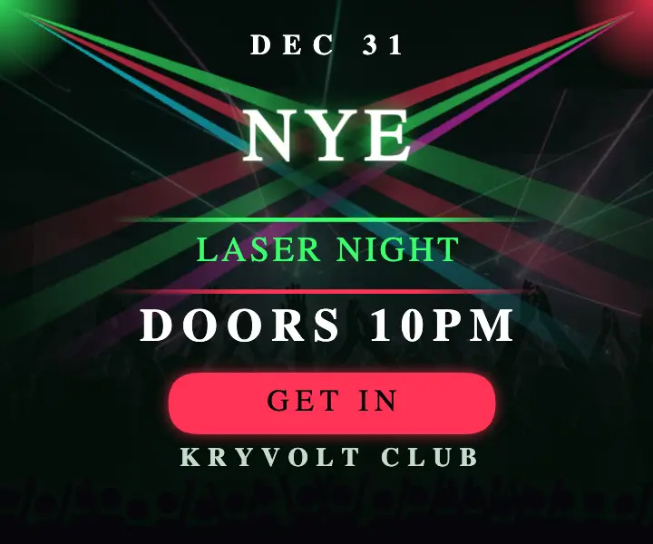 NYE laser night club ad, medium rectangle template
