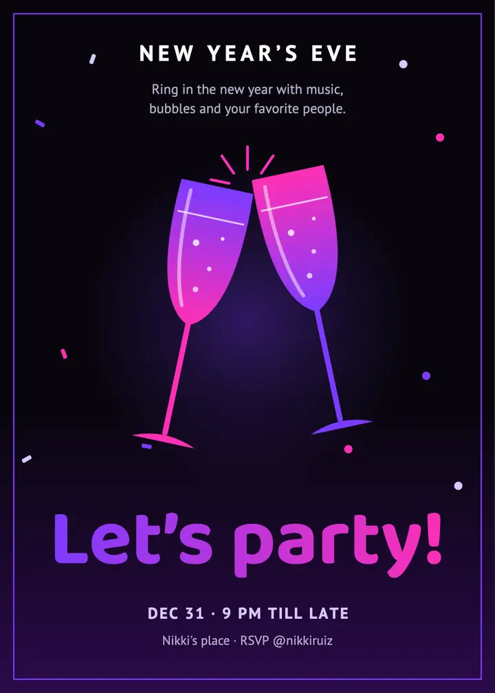 Let's party NYE invitation template