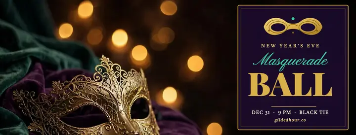 The Gilded Hour masquerade ball cover template