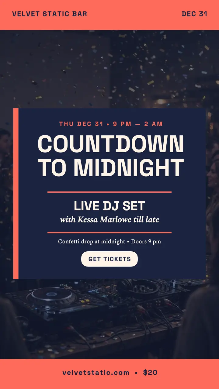 Velvet Static NYE countdown story template